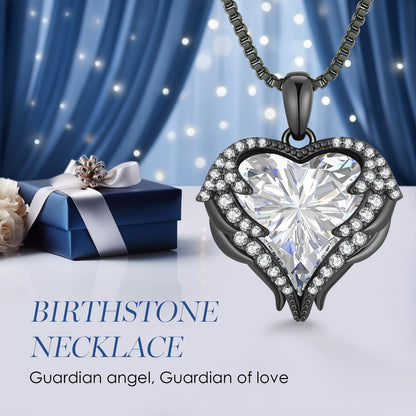 CDE Angel Wings Heart Birthstone Pendant Necklace Gift for Women