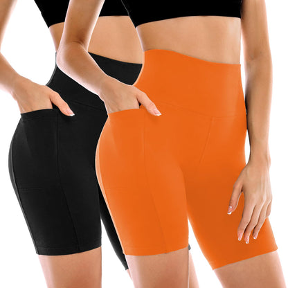 Leafigure 2 Pack Womens Biker Shorts with Pockets, High Waisted Tummy Control Yoga Shorts for Women Running Gym and Workout