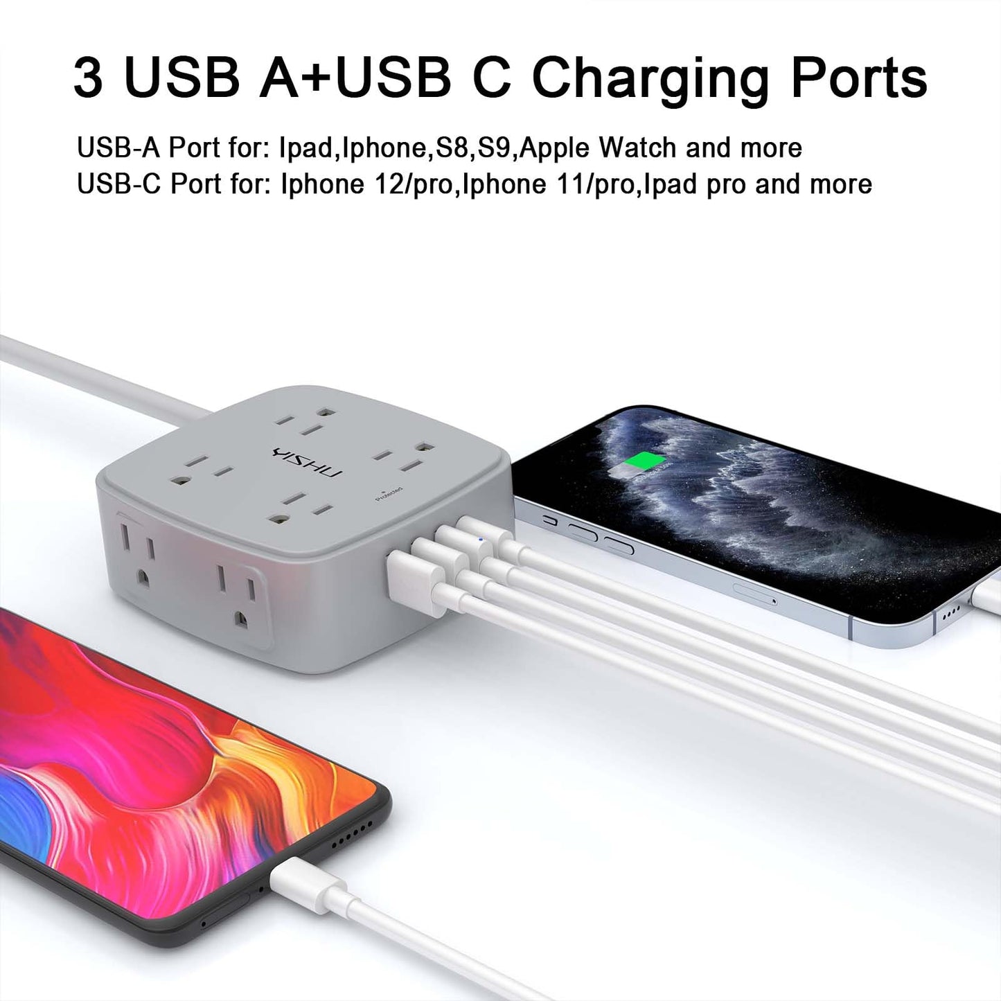 6FT Surge Protector USB Power Strip