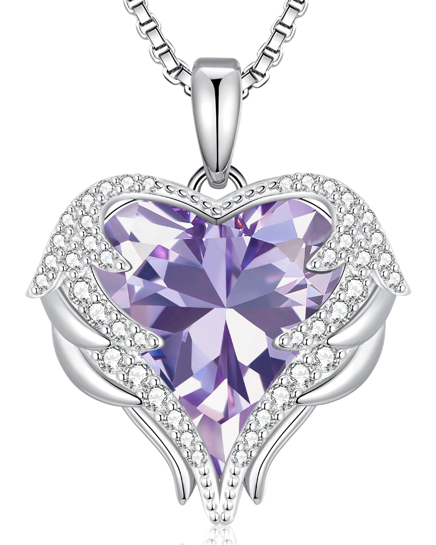CDE Angel Wings Heart Birthstone Pendant Necklace Gift for Women