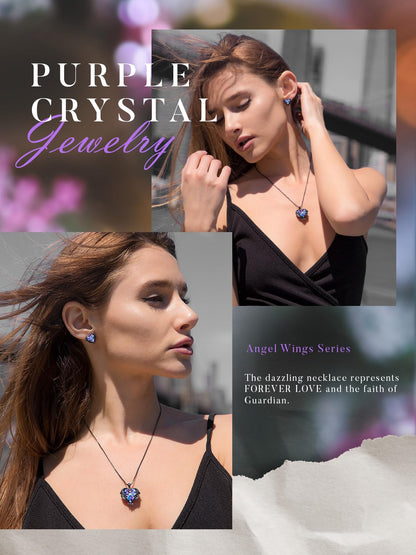 CDE Angel Wings Heart Birthstone Pendant Necklace Gift for Women