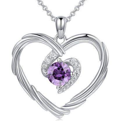 18K Gold Heart Birthstone Necklace Gift