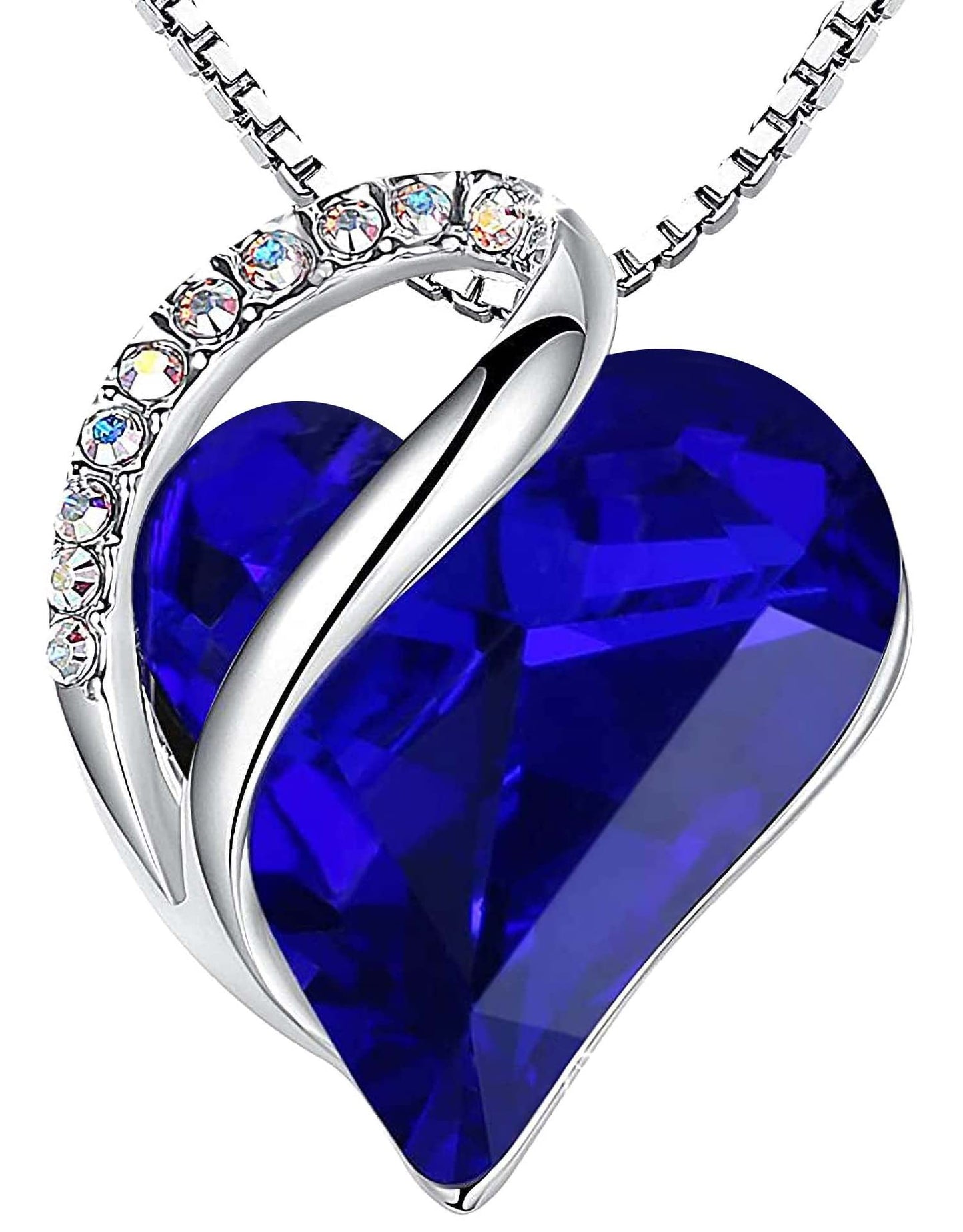 Leafael Gift Necklaces for Women, Infinity Love Birthstone Heart Crystal Pendant, Birthday Anniversary Jewelry for Wife, Mom, and Her, Silver Plated, 18" + 2" Adjustable Chain