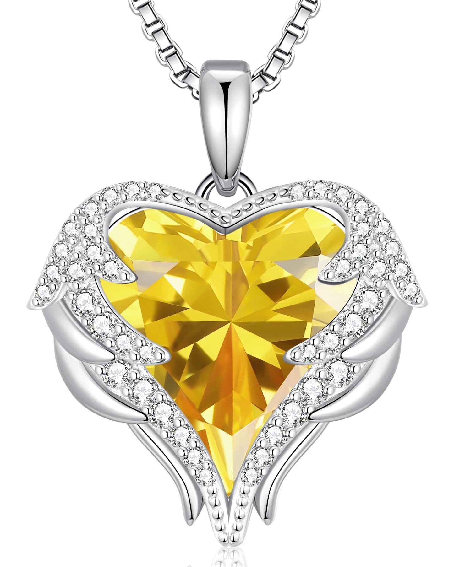 CDE Angel Wings Heart Birthstone Pendant Necklace Gift for Women