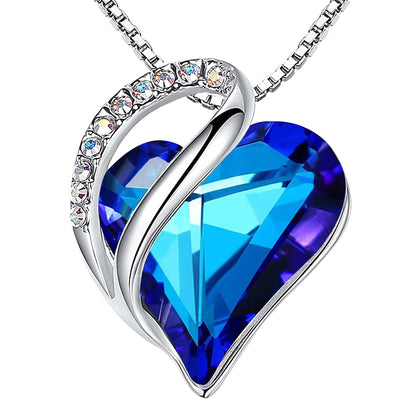 Leafael Gift Necklaces for Women, Infinity Love Birthstone Heart Crystal Pendant, Birthday Anniversary Jewelry for Wife, Mom, and Her, Silver Plated, 18" + 2" Adjustable Chain