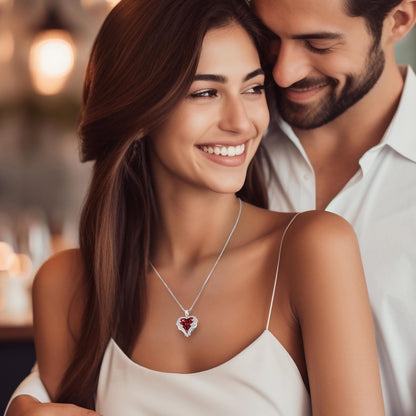 CDE Angel Wings Heart Birthstone Pendant Necklace Gift for Women