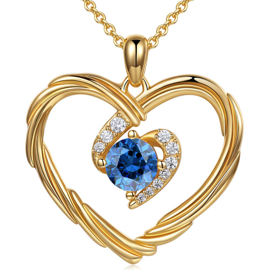 18K Gold Heart Birthstone Necklace Gift