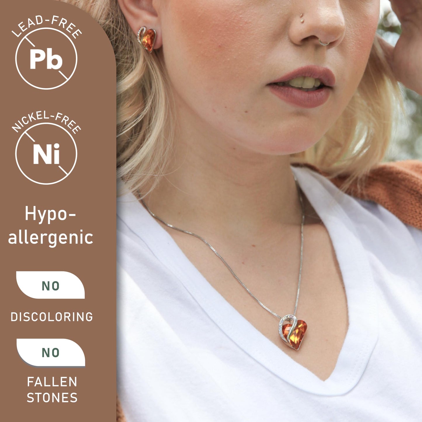Leafael Gift Necklaces for Women, Infinity Love Birthstone Heart Crystal Pendant, Birthday Anniversary Jewelry for Wife, Mom, and Her, Silver Plated, 18" + 2" Adjustable Chain