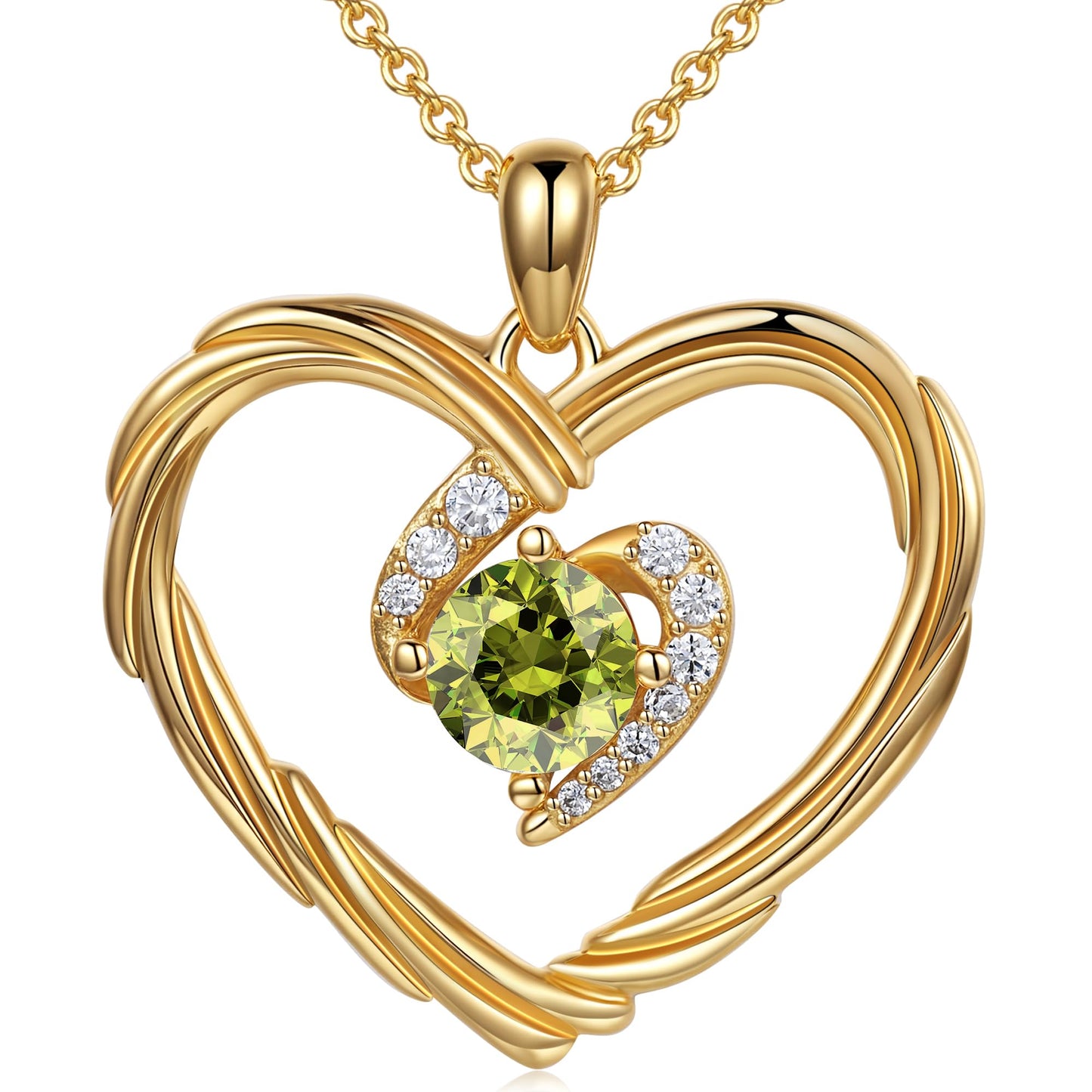 18K Gold Heart Birthstone Necklace Gift