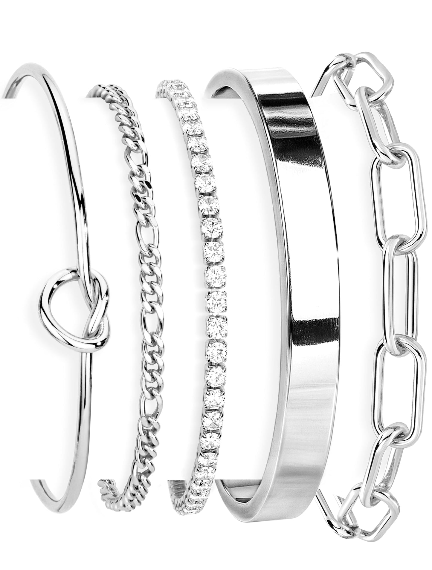 Gokeey Gold Bracelets Set for Women Non Tarnish, Waterproof 14K Gold Plated Sterling Silver Chunky Cuff Bracelet Stackable Gold Bangles Bracelet for Women Trendy Fashion Accessories Tie Knot Cuban Rope Paperclip Beaded Bracelet Stack Jewelry Mothers Day G