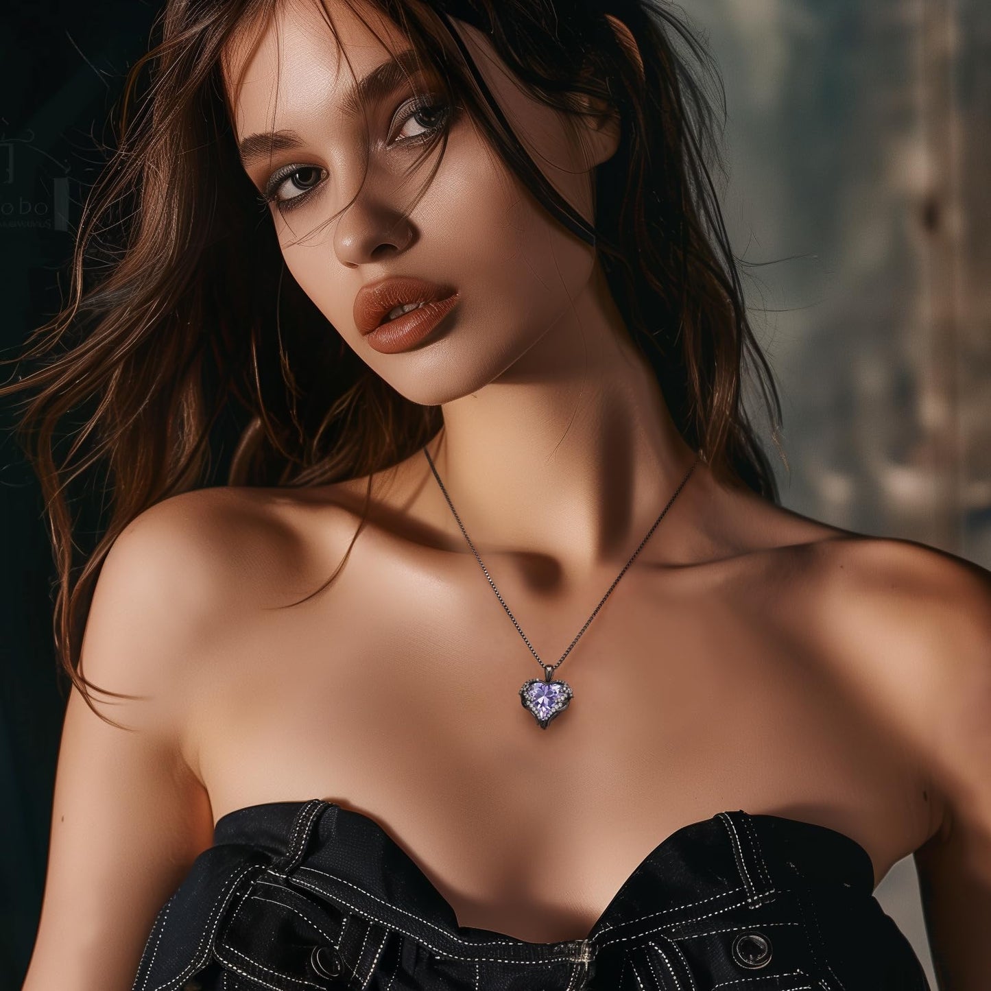 CDE Angel Wings Heart Birthstone Pendant Necklace Gift for Women
