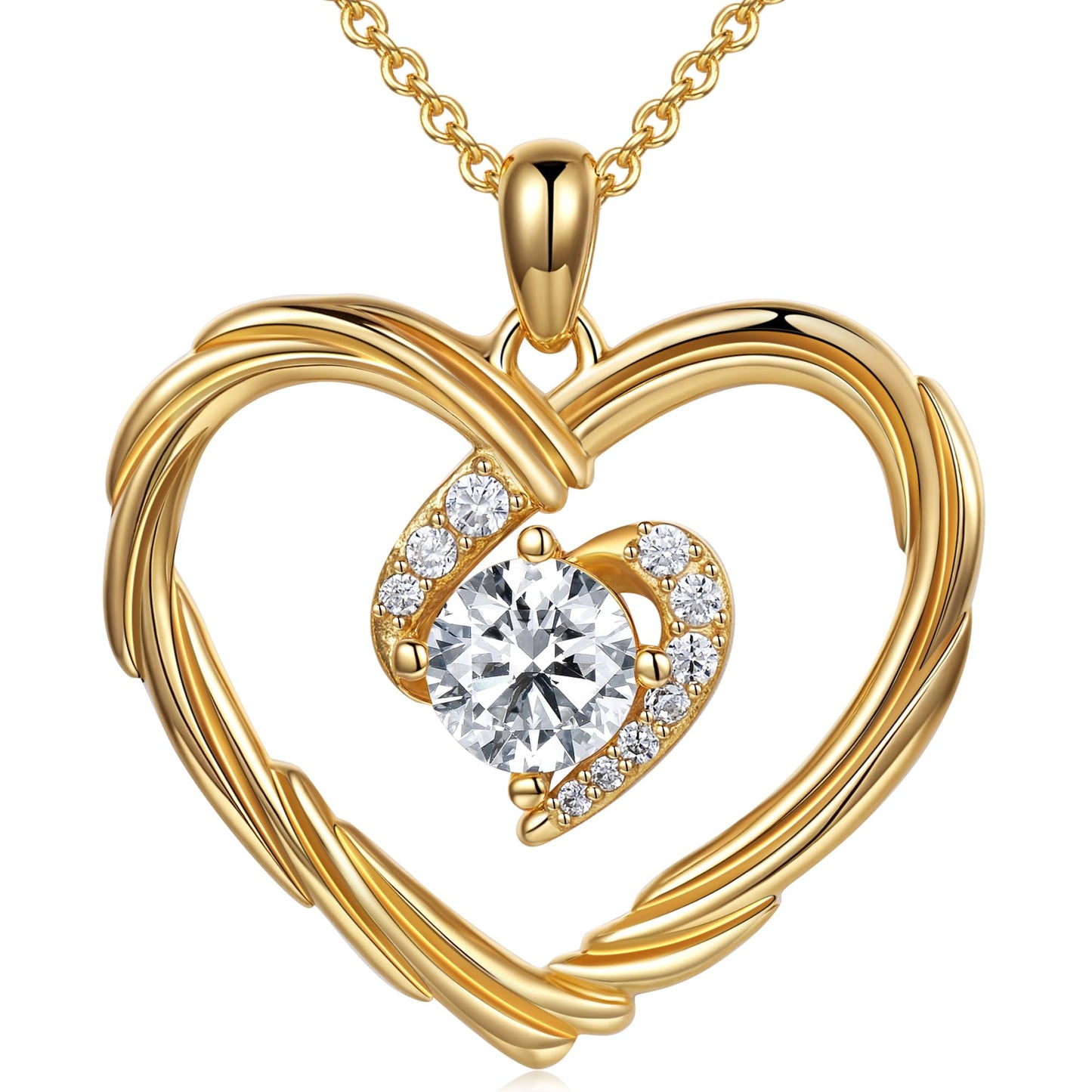 18K Gold Heart Birthstone Necklace Gift