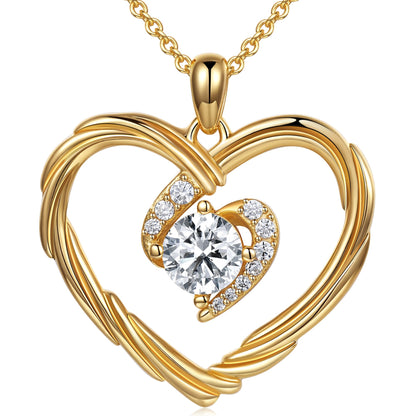 18K Gold Heart Birthstone Necklace Gift