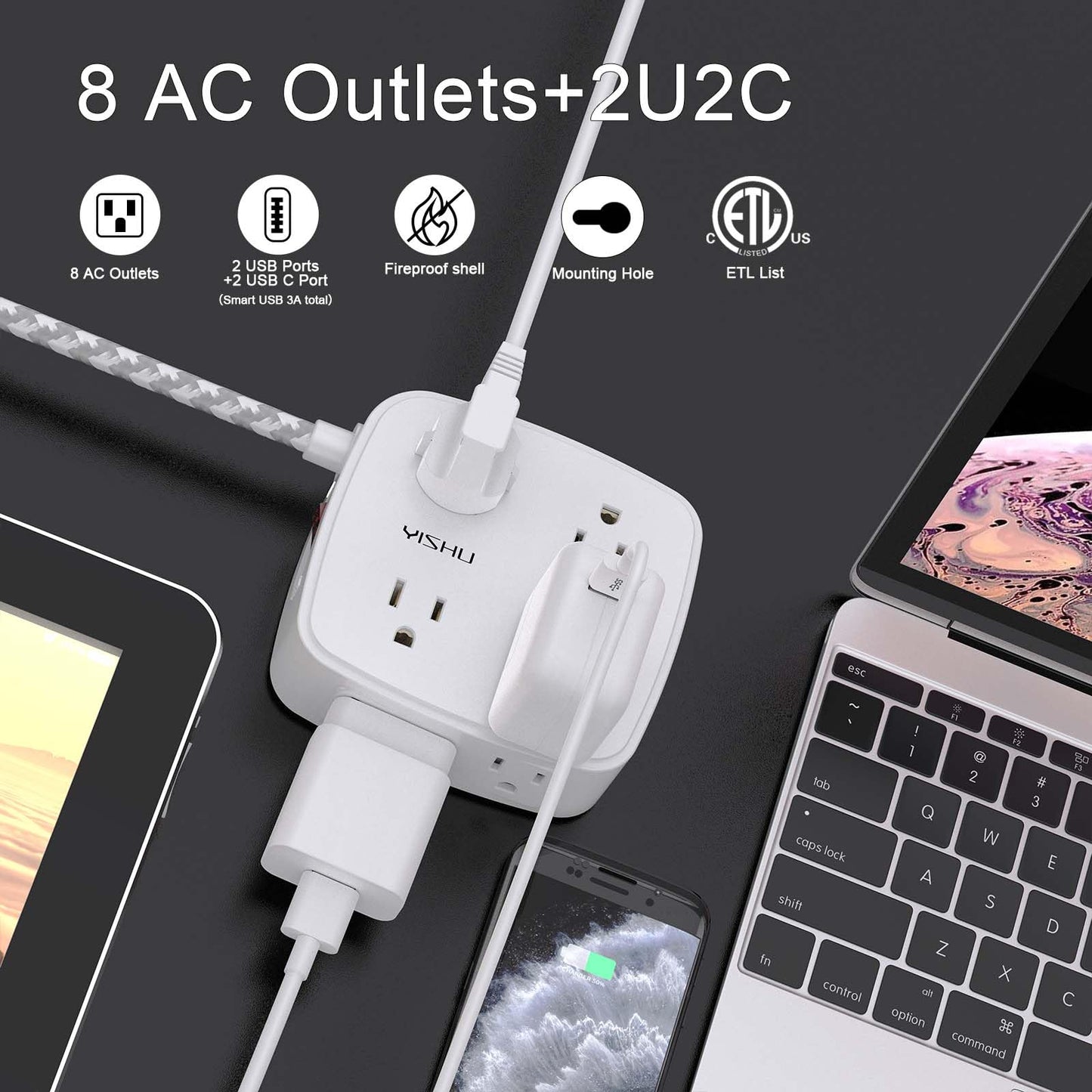 6FT Surge Protector USB Power Strip