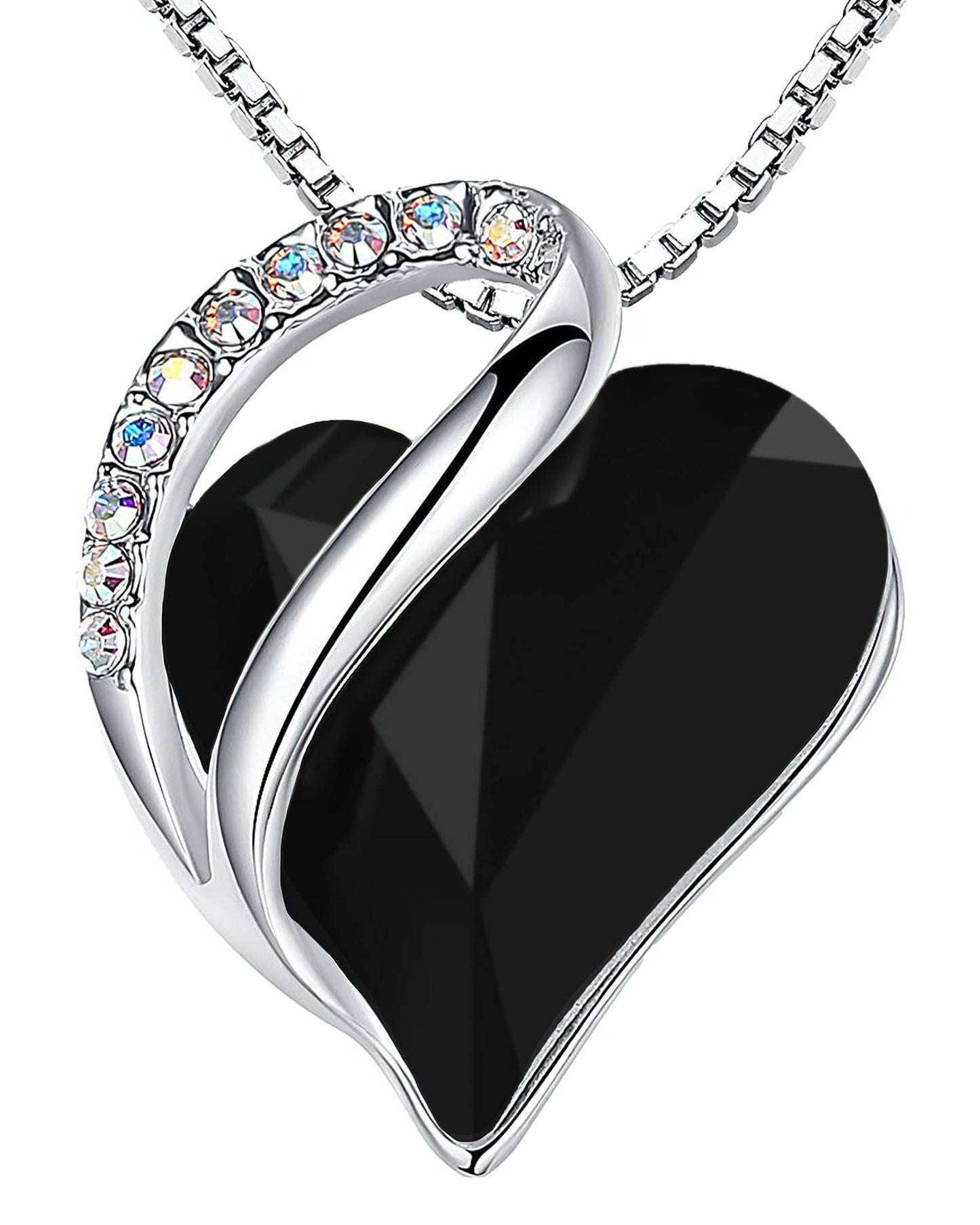 Leafael Gift Necklaces for Women, Infinity Love Birthstone Heart Crystal Pendant, Birthday Anniversary Jewelry for Wife, Mom, and Her, Silver Plated, 18" + 2" Adjustable Chain