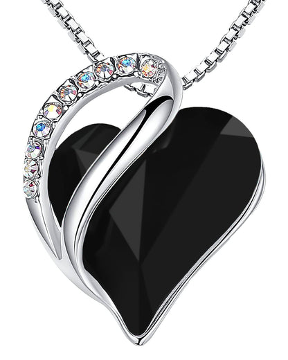Leafael Gift Necklaces for Women, Infinity Love Birthstone Heart Crystal Pendant, Birthday Anniversary Jewelry for Wife, Mom, and Her, Silver Plated, 18" + 2" Adjustable Chain
