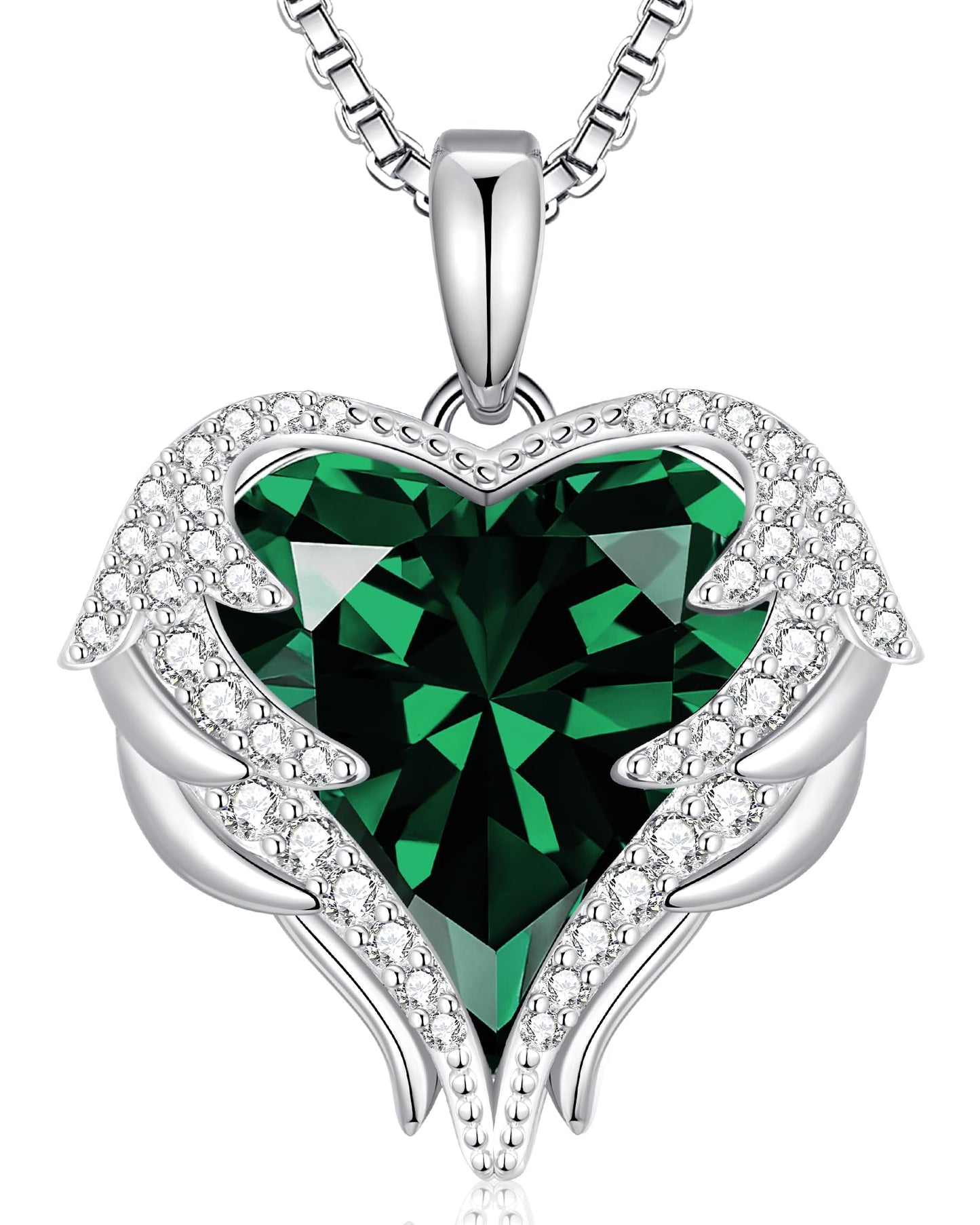 CDE Angel Wings Heart Birthstone Pendant Necklace Gift for Women