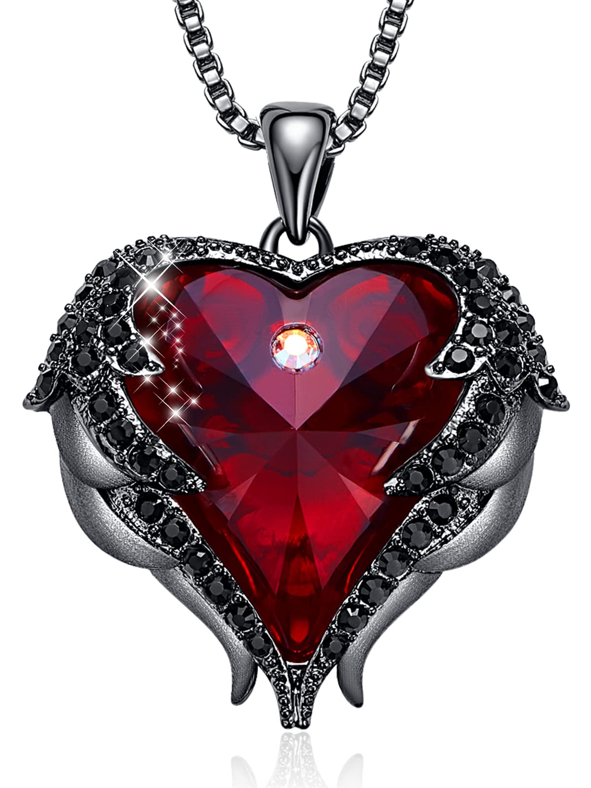 CDE Angel Wings Heart Birthstone Pendant Necklace Gift for Women