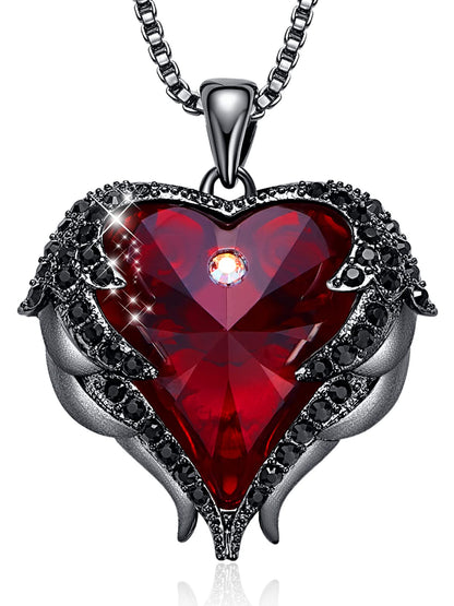 CDE Angel Wings Heart Birthstone Pendant Necklace Gift for Women