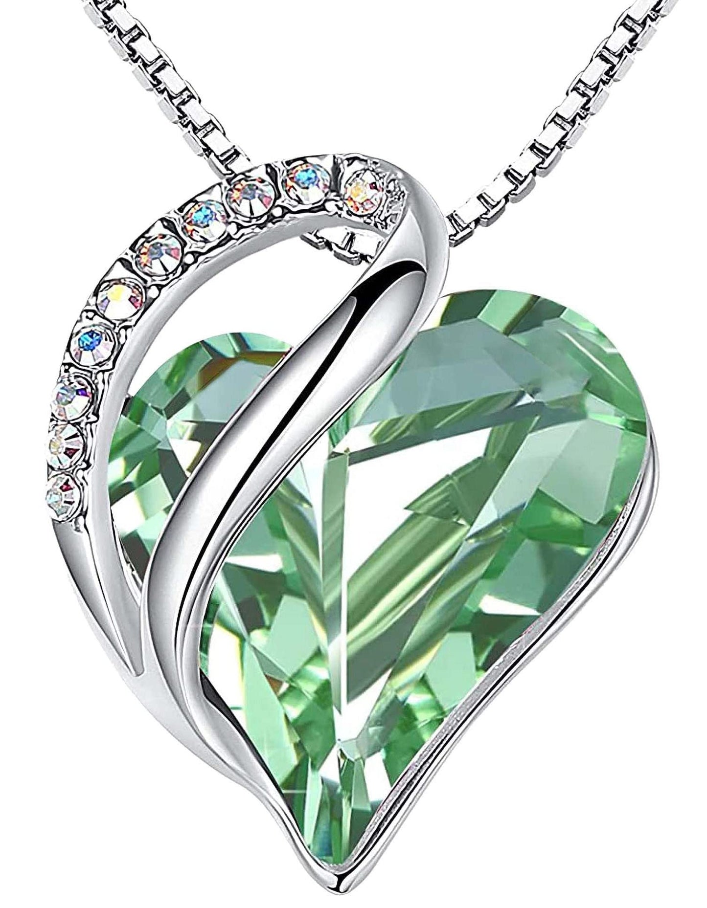 Leafael Gift Necklaces for Women, Infinity Love Birthstone Heart Crystal Pendant, Birthday Anniversary Jewelry for Wife, Mom, and Her, Silver Plated, 18" + 2" Adjustable Chain