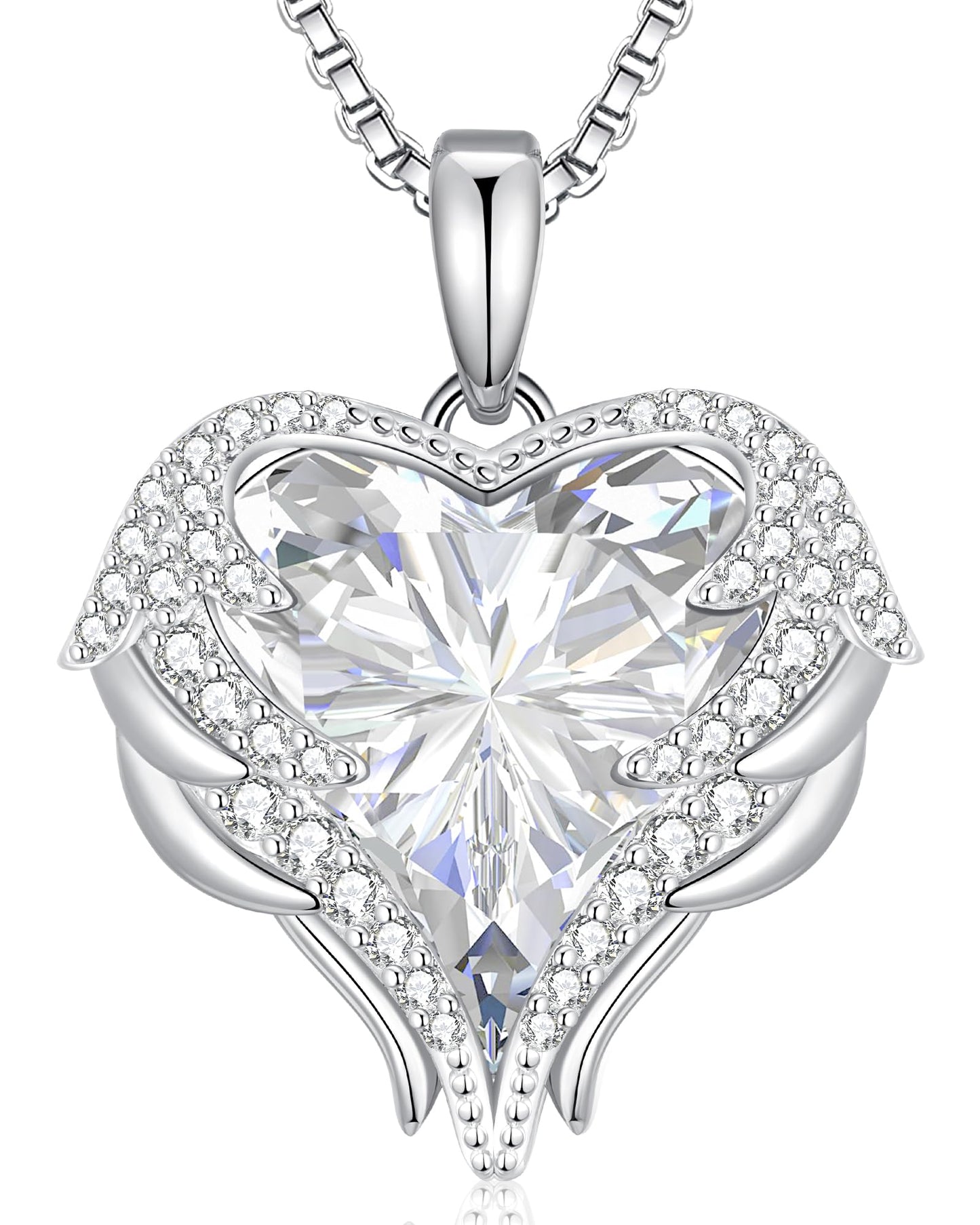 CDE Angel Wings Heart Birthstone Pendant Necklace Gift for Women