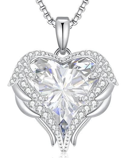 CDE Angel Wings Heart Birthstone Pendant Necklace Gift for Women