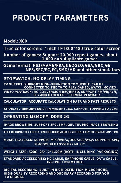 X80 Retro Handheld Gaming Console 16GB
