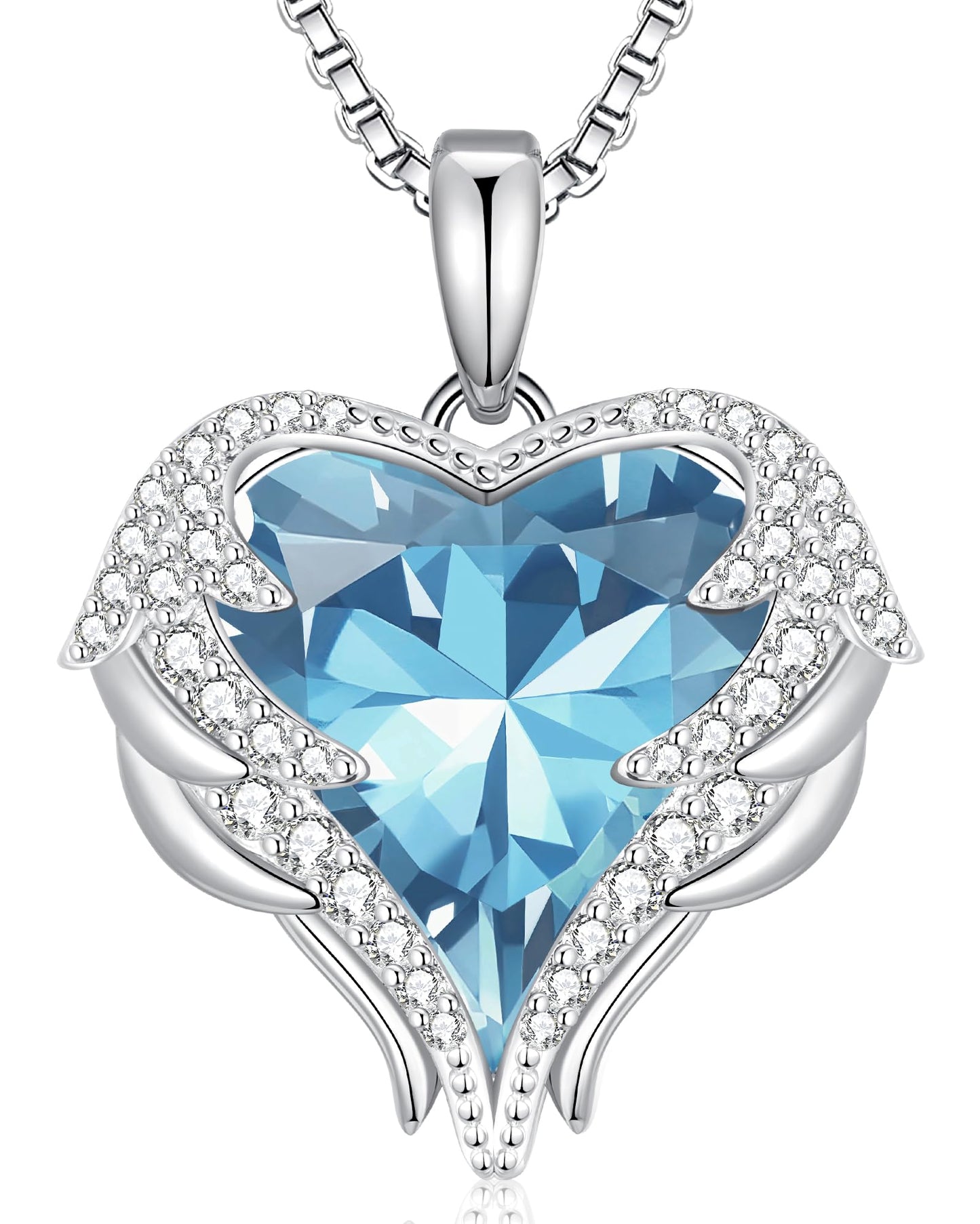 CDE Angel Wings Heart Birthstone Pendant Necklace Gift for Women