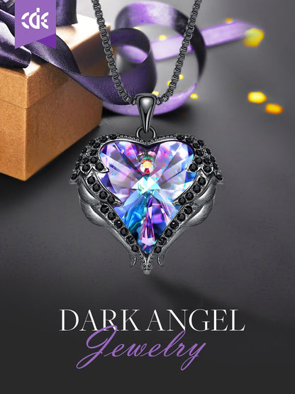 CDE Angel Wings Heart Birthstone Pendant Necklace Gift for Women