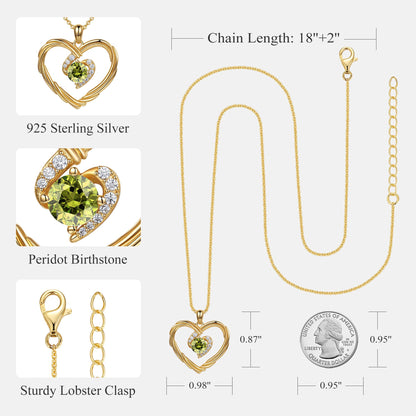 18K Gold Heart Birthstone Necklace Gift