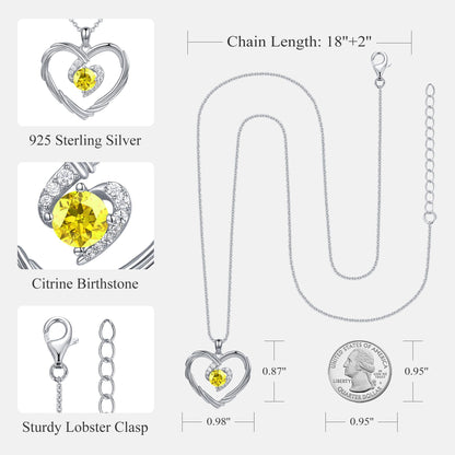 18K Gold Heart Birthstone Necklace Gift