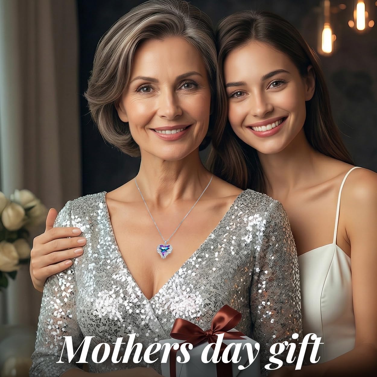 CDE Angel Wings Heart Birthstone Pendant Necklace Gift for Women