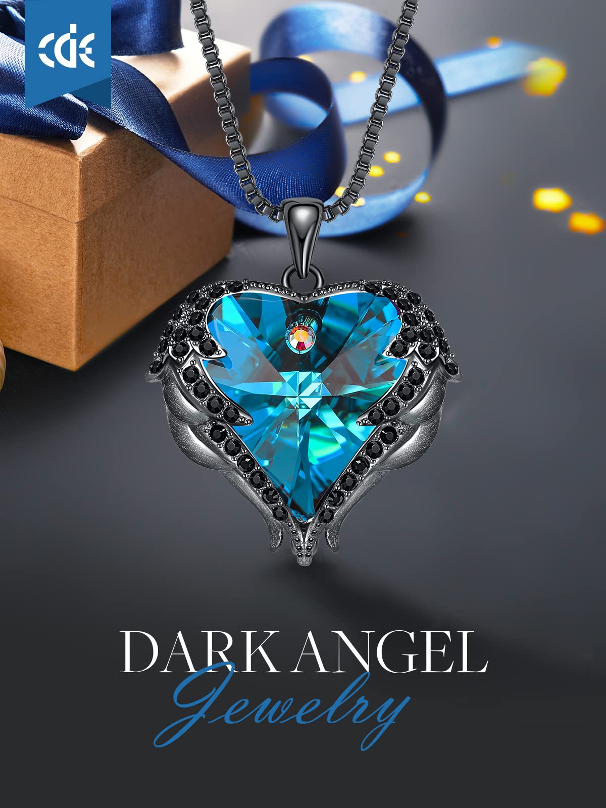 CDE Angel Wings Heart Birthstone Pendant Necklace Gift for Women