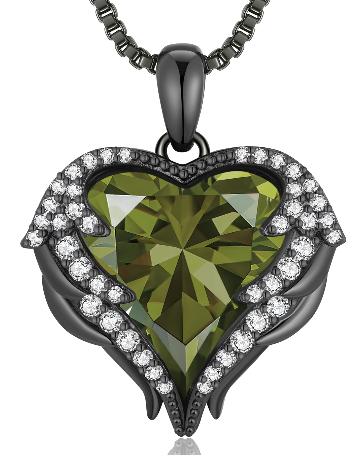 CDE Angel Wings Heart Birthstone Pendant Necklace Gift for Women