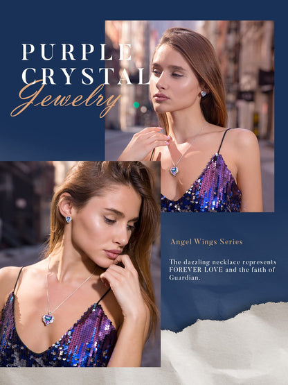 CDE Angel Wings Heart Birthstone Pendant Necklace Gift for Women