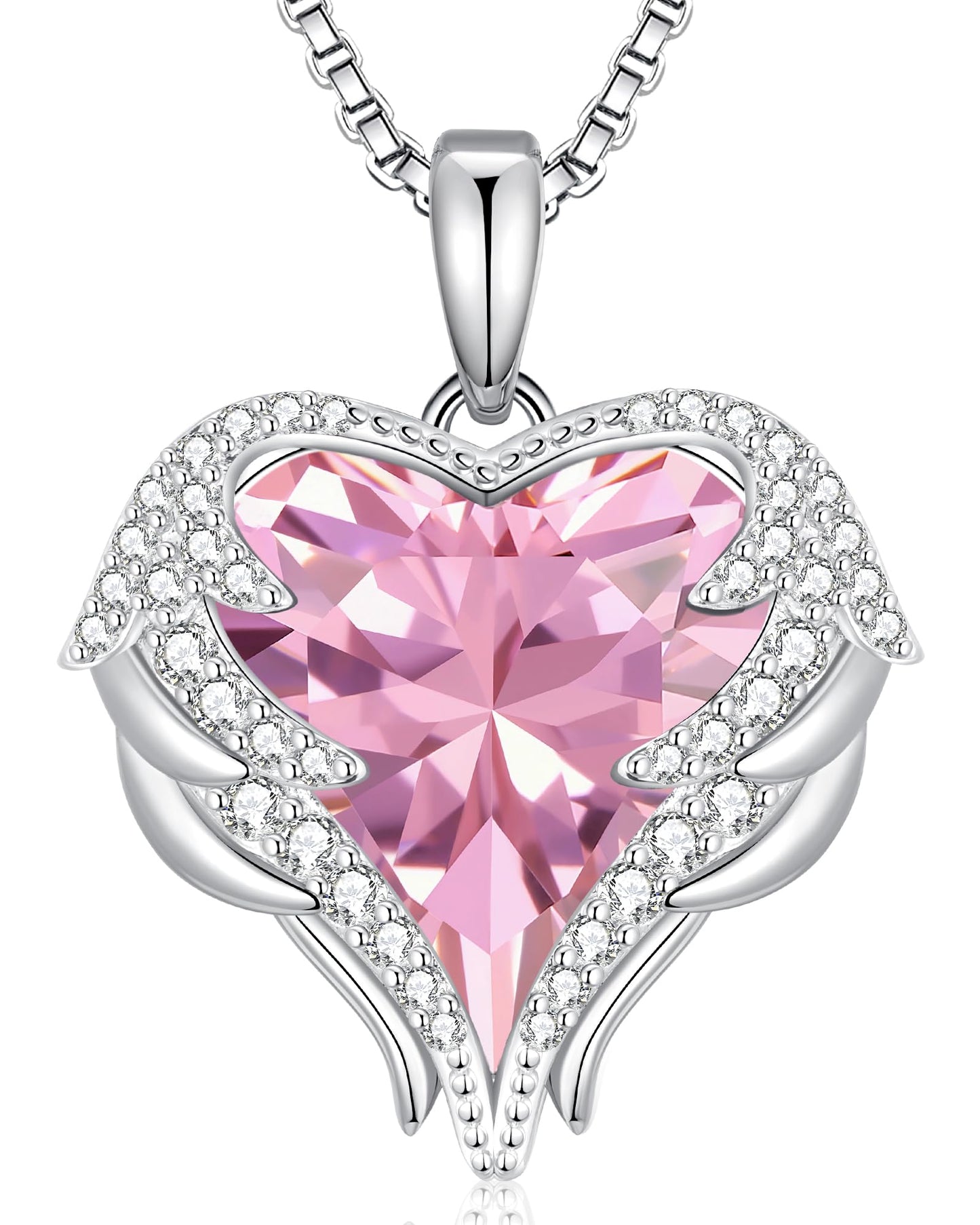 CDE Angel Wings Heart Birthstone Pendant Necklace Gift for Women