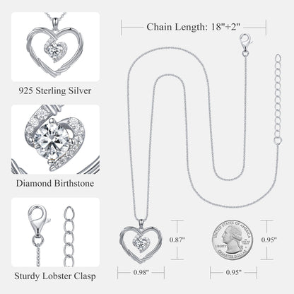 18K Gold Heart Birthstone Necklace Gift