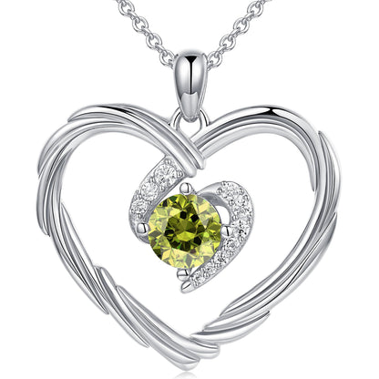 18K Gold Heart Birthstone Necklace Gift