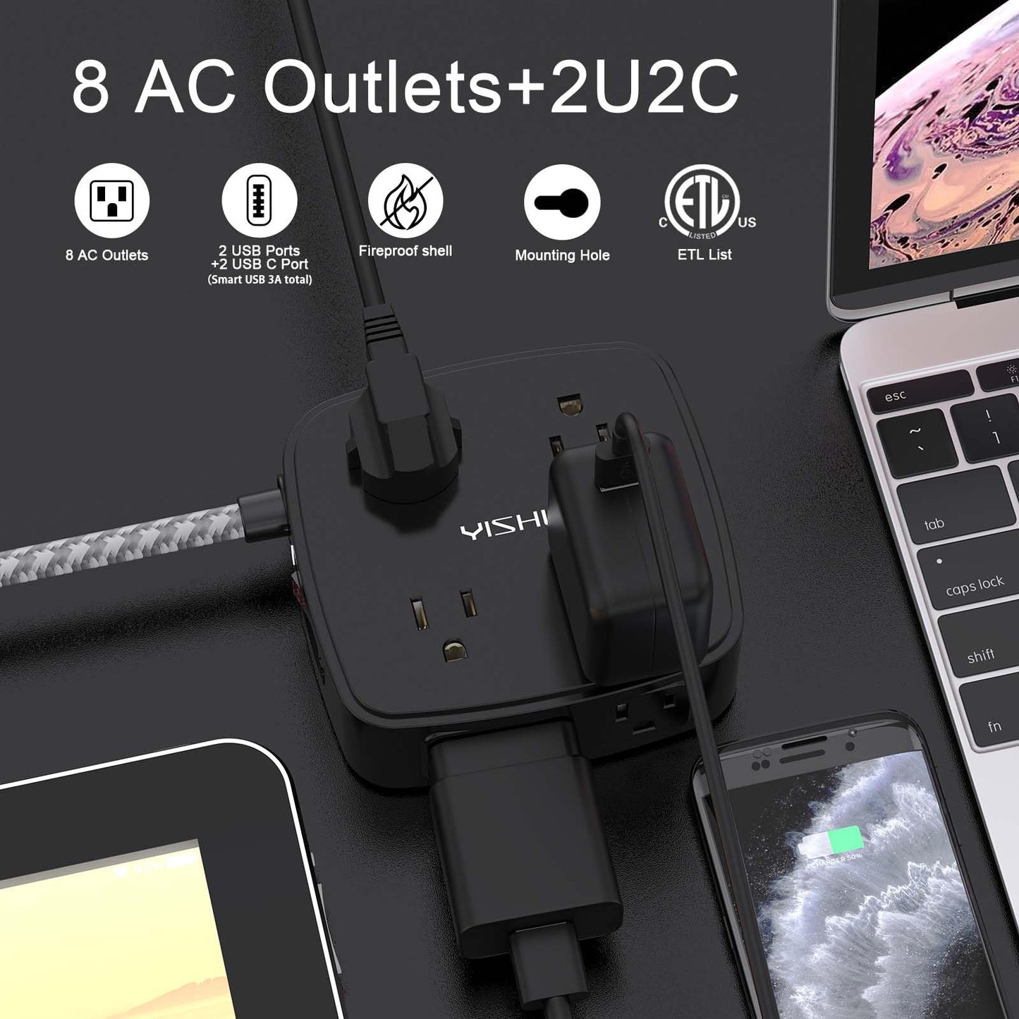 6FT Surge Protector USB Power Strip