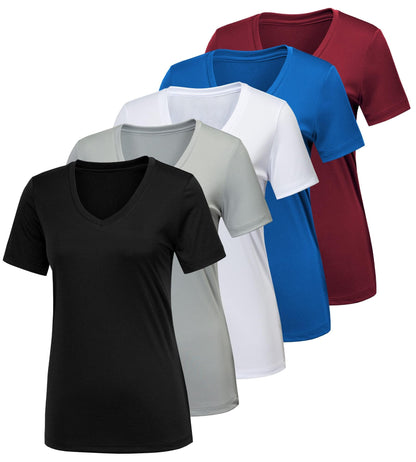 CE' CERDR 5/7 Pack Workout Shirts for Women, Moisture Wicking Quick Dry Active Athletic Women's Gym Performance T Shirts