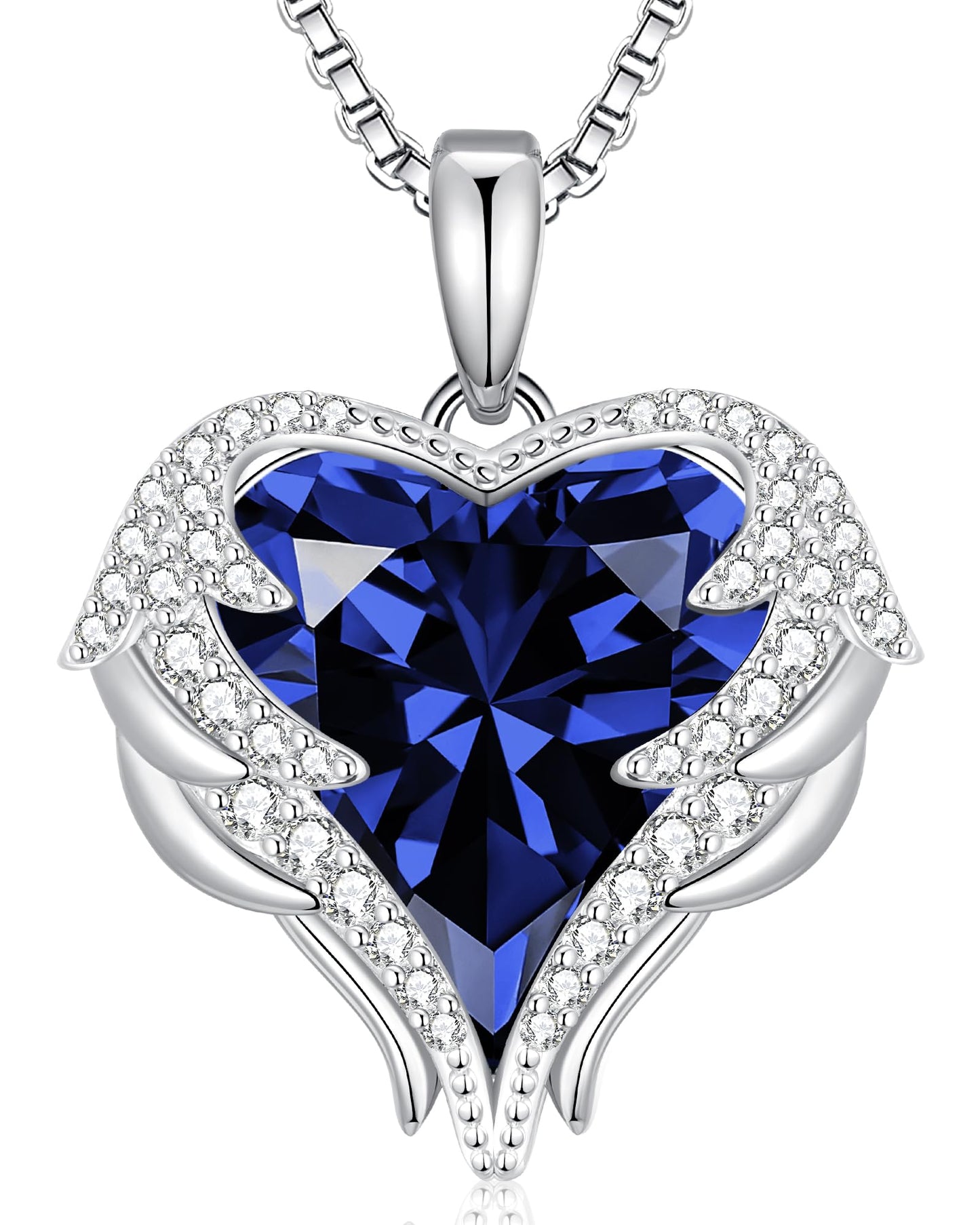 CDE Angel Wings Heart Birthstone Pendant Necklace Gift for Women
