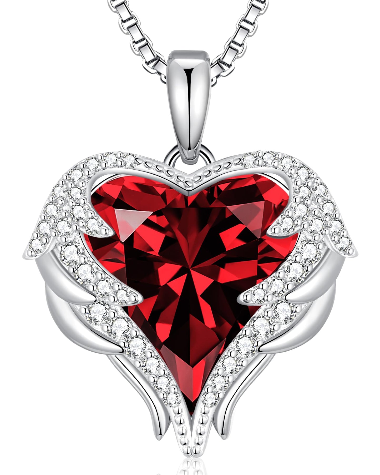 CDE Angel Wings Heart Birthstone Pendant Necklace Gift for Women