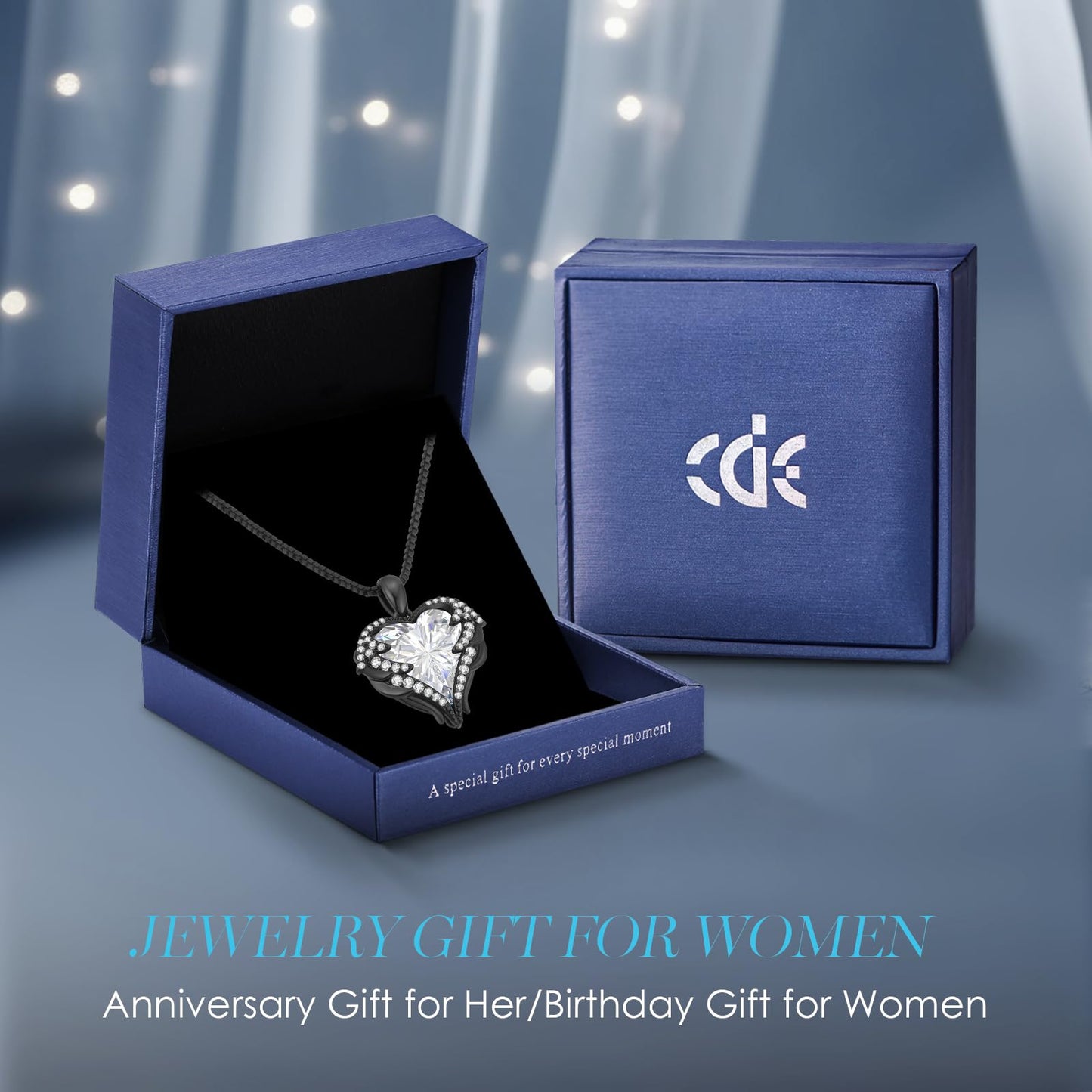 CDE Angel Wings Heart Birthstone Pendant Necklace Gift for Women
