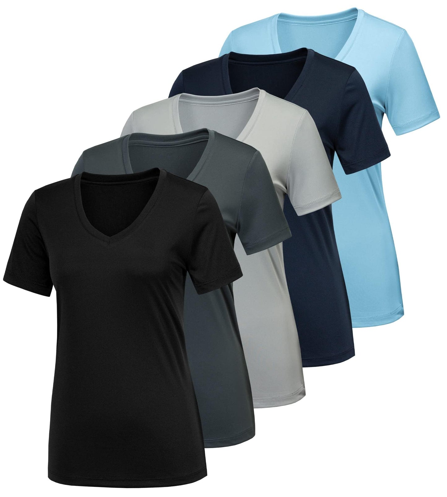CE' CERDR 5/7 Pack Workout Shirts for Women, Moisture Wicking Quick Dry Active Athletic Women's Gym Performance T Shirts