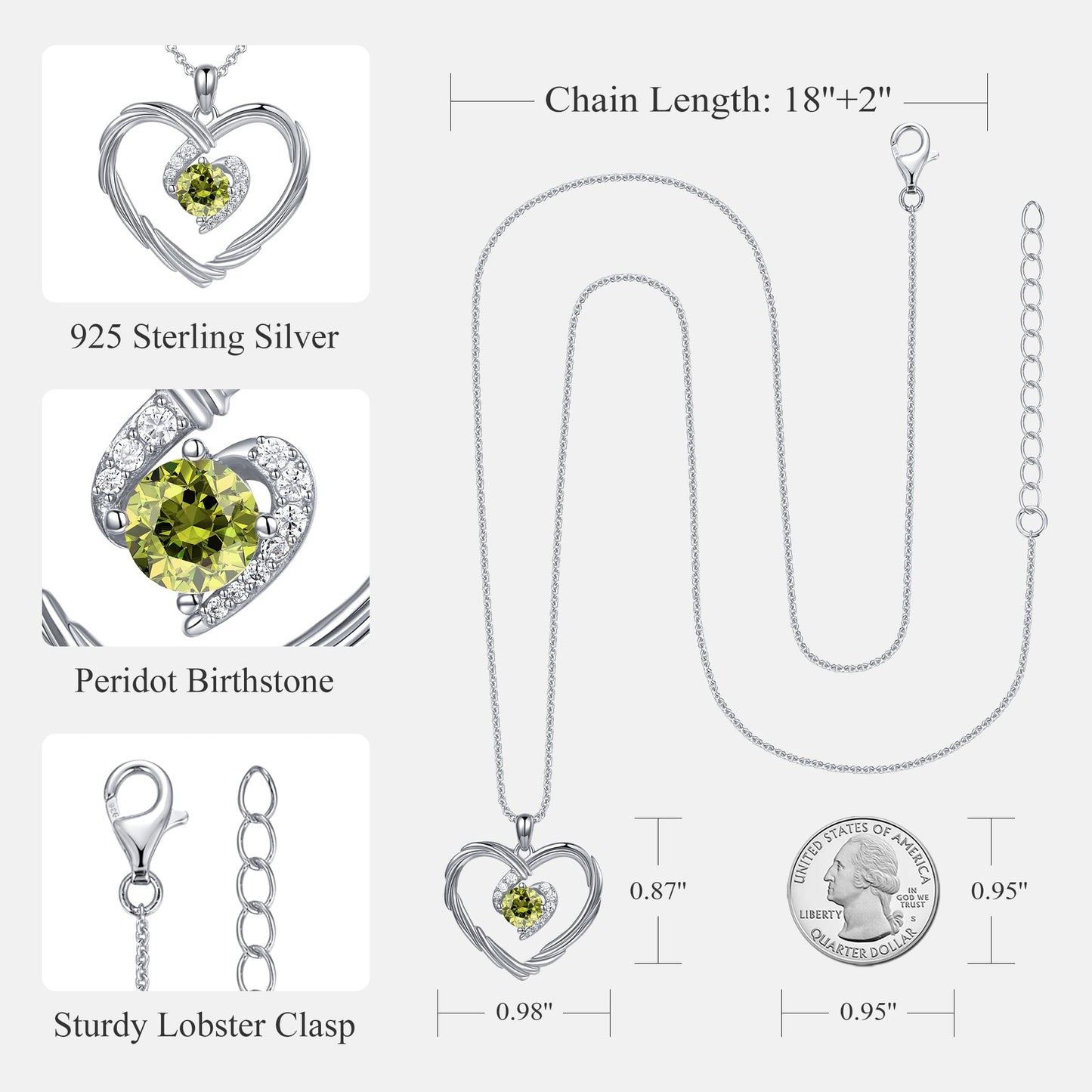 18K Gold Heart Birthstone Necklace Gift