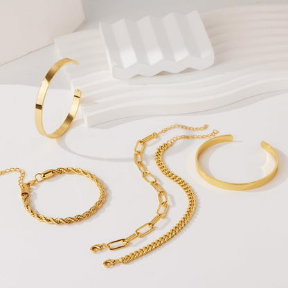 Gokeey Gold Bracelets Set for Women Non Tarnish, Waterproof 14K Gold Plated Sterling Silver Chunky Cuff Bracelet Stackable Gold Bangles Bracelet for Women Trendy Fashion Accessories Tie Knot Cuban Rope Paperclip Beaded Bracelet Stack Jewelry Mothers Day G
