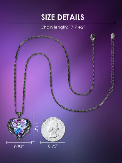 CDE Angel Wings Heart Birthstone Pendant Necklace Gift for Women