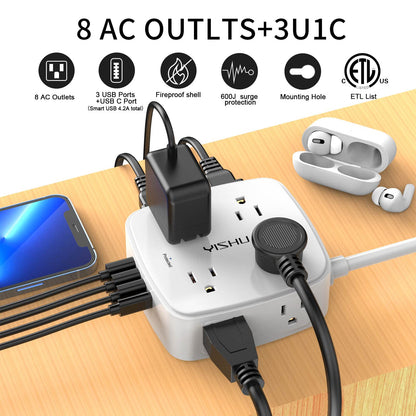 6FT Surge Protector USB Power Strip