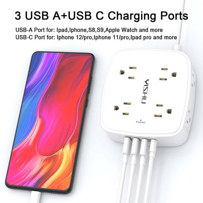 6FT Surge Protector USB Power Strip