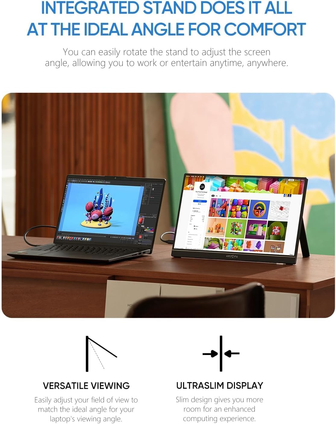 ARZOPA Kickstand Portable Gaming Monitor